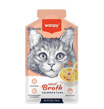 WANPY Meat Broth  Salmon & Tuna  For Cat