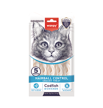 WANPY Hairball Control Creamy Treat Codfish & Chicken For Cat