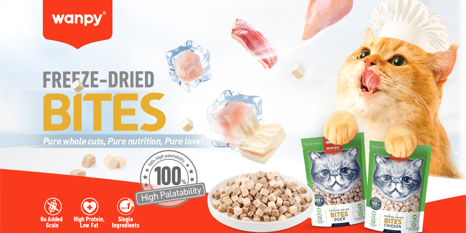 Freeze-Dried Raw Chicken Bites for Cats | Wanpy