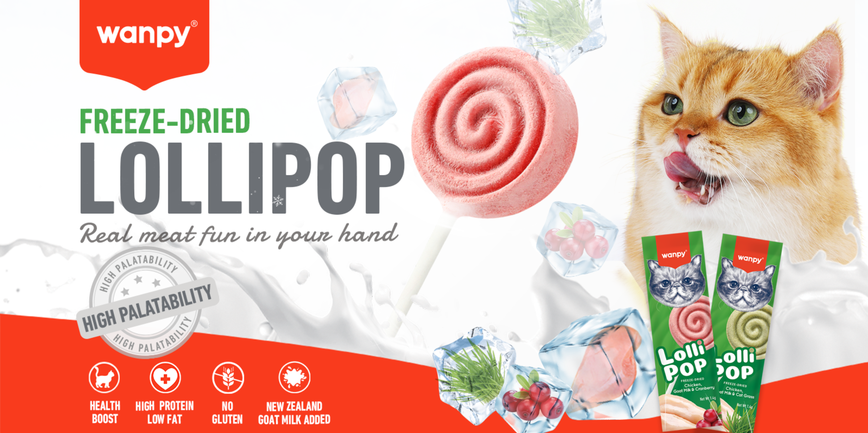 Freeze-Dried Cranberry Lollipops for Cats | Wanpy