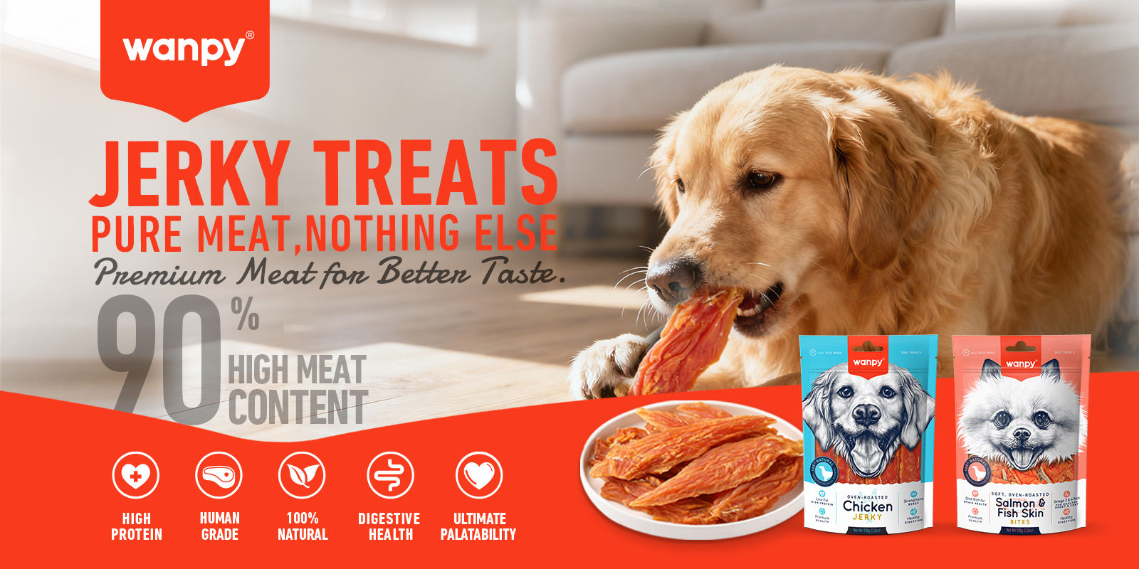 Soft Salmon & Fish Skin Bites for Dogs | Wanpy