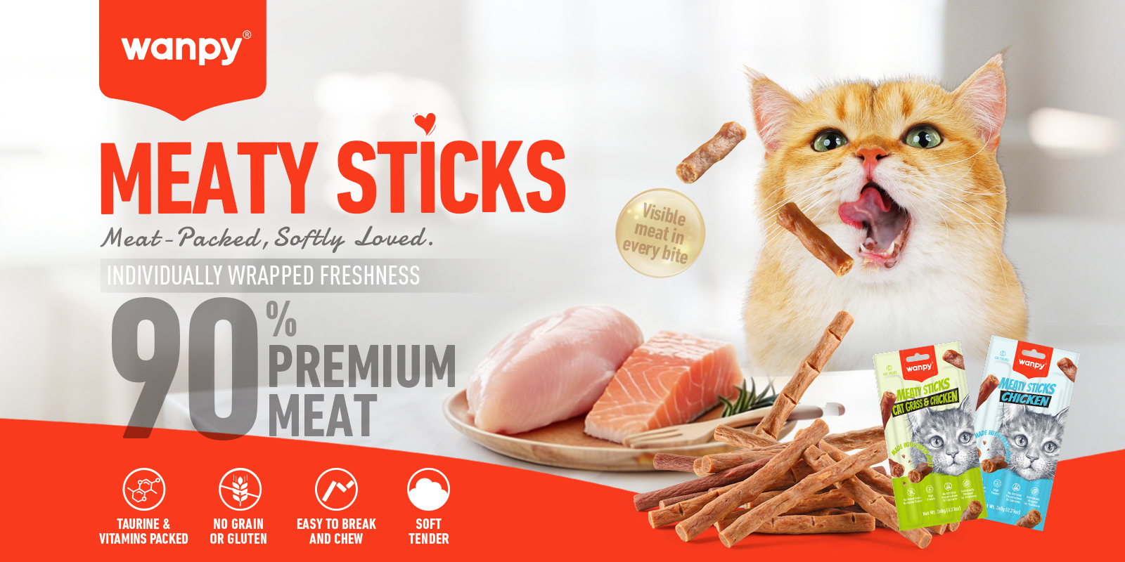 Meaty Sticks Duck Recipe Cat Treats | Wanpy