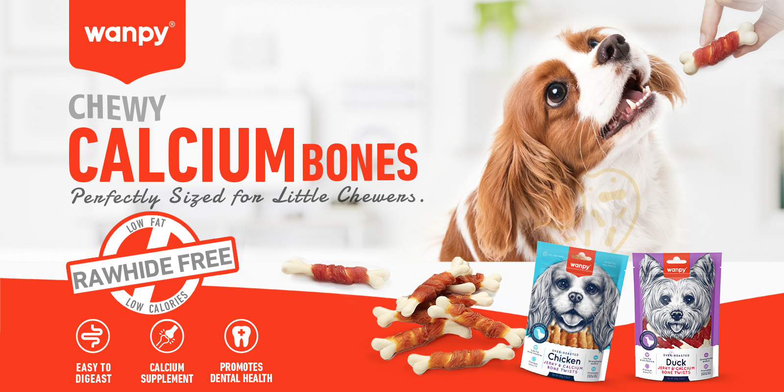 Chicken Jerky & Calcium Bone Twists for Dogs | Wanpy