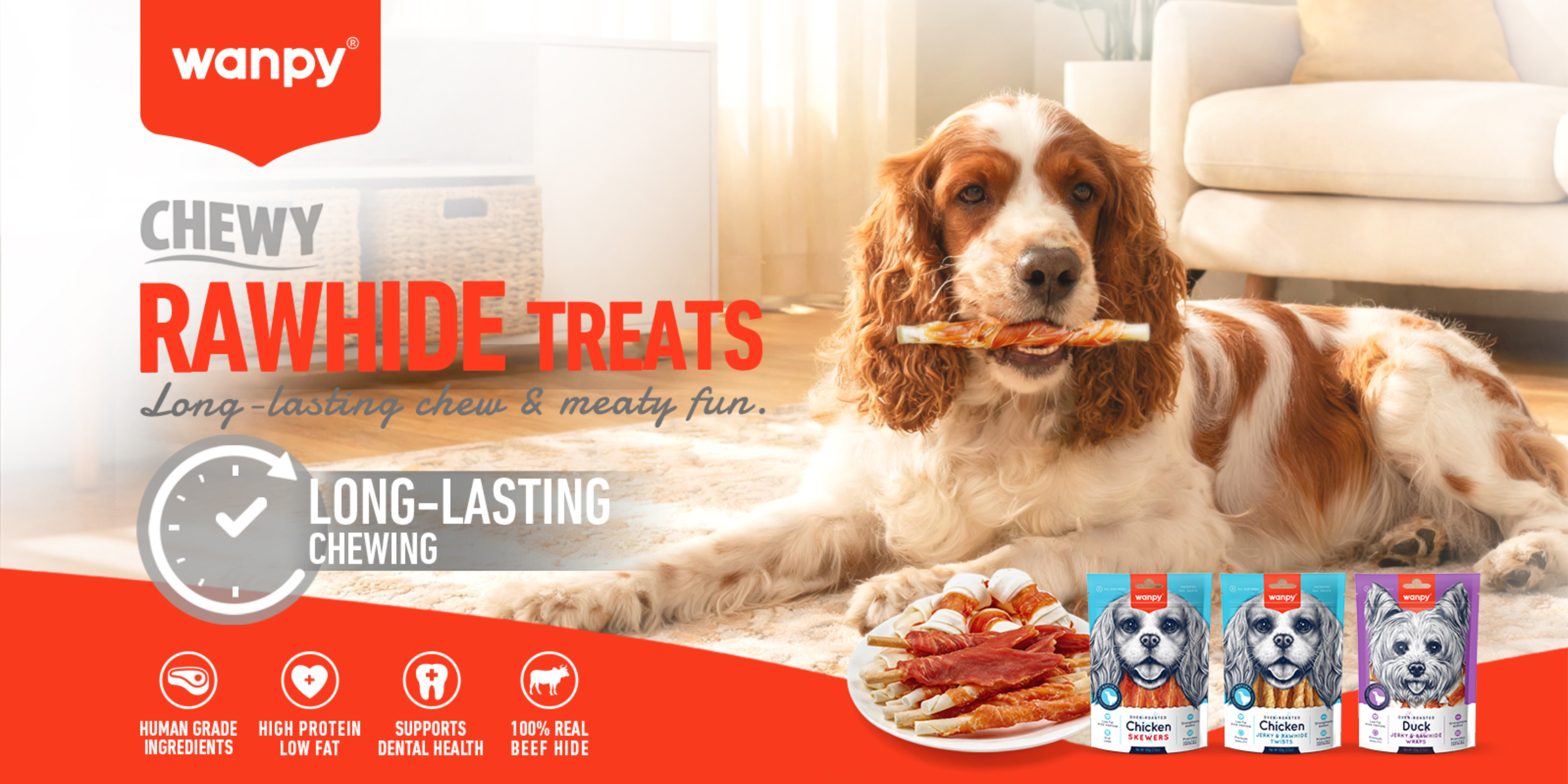 Chicken Jerky & Rawhide Wraps for Dogs | Wanpy