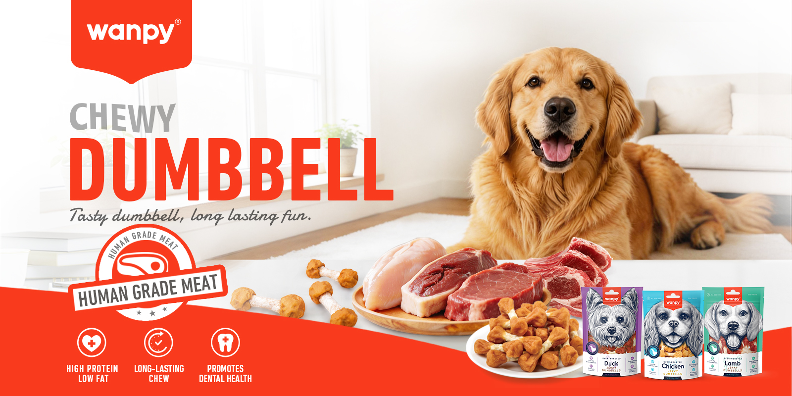 Chicken Jerky Dumbbells for Dogs | Wanpy